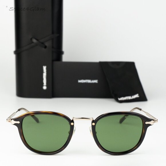 Montblanc Women Sunglasses Havana Gold Green Round MB0336S 002 NEW AUTHENTIC main image 6